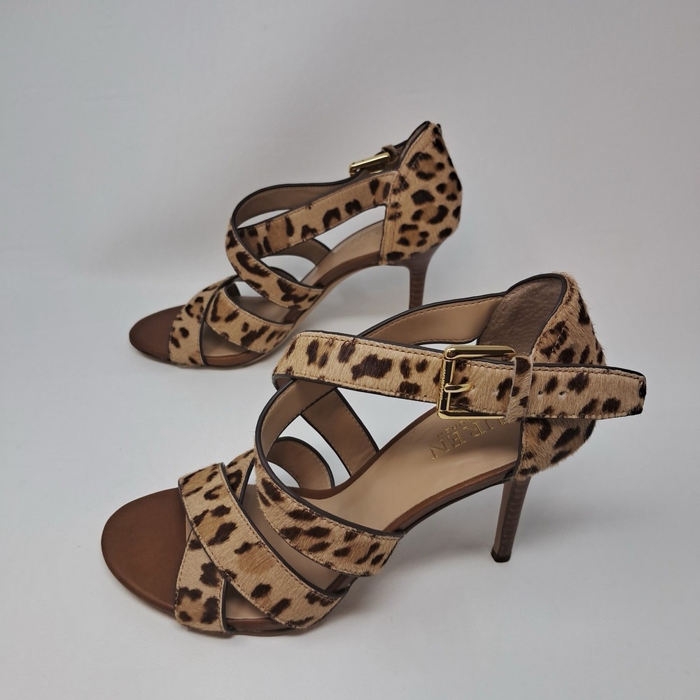 Lauren Ralph Lauren Gisella Heels Size 7B Desert Safari Leopard Print Calf Hair